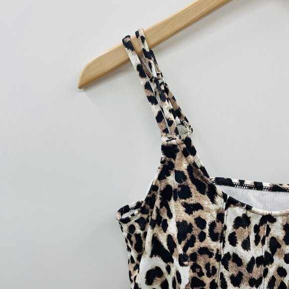 Swim Solutions Womens Size 12 Animal Printed Pleat-Front Tankini Top $78 585 - Picture 4 of 9